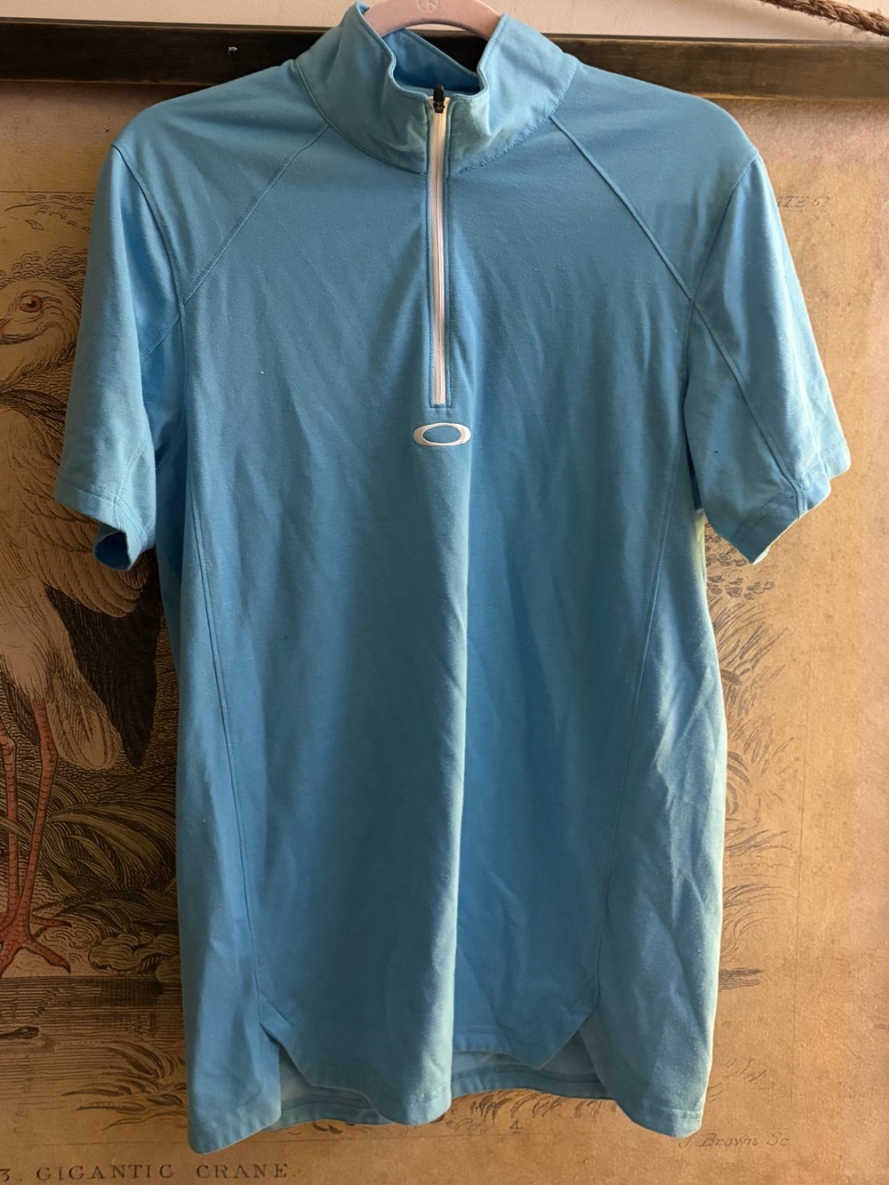 * Oakley Sky Blue Short-Sleeve Quarter Zip Performance Short Sleeve Tee *